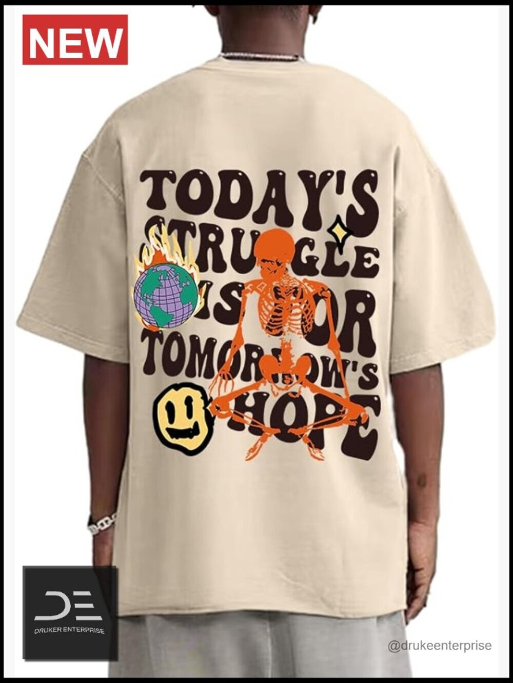 Oversized Graphic Letter Print T-Shirt Vintage Short Sleeve Streetwear